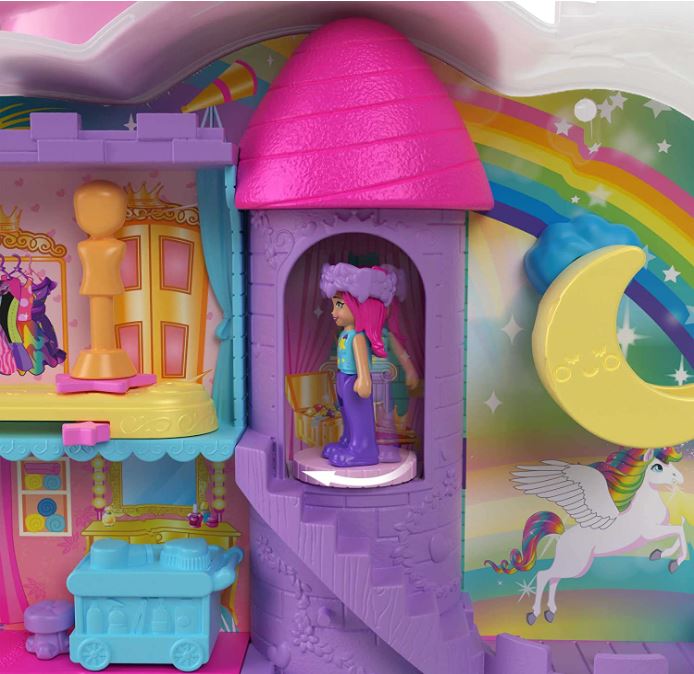 Polly Pocket Magical Rainbow Unicorn 2-in-1 Salon Compact Toy