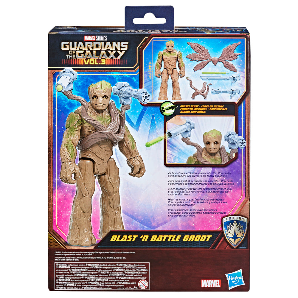 Hot Deal! Marvel Guardians of the Galaxy Vol. 3 Titan Hero Series Blast 'N Battle Groot Action Figure
