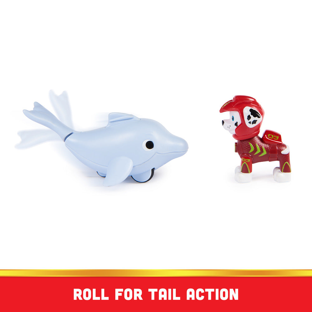 Hot Sale! PAW Patrol Aqua Pups Action Figures Set - Marshall in Wetsuit and His Dolphin Friend