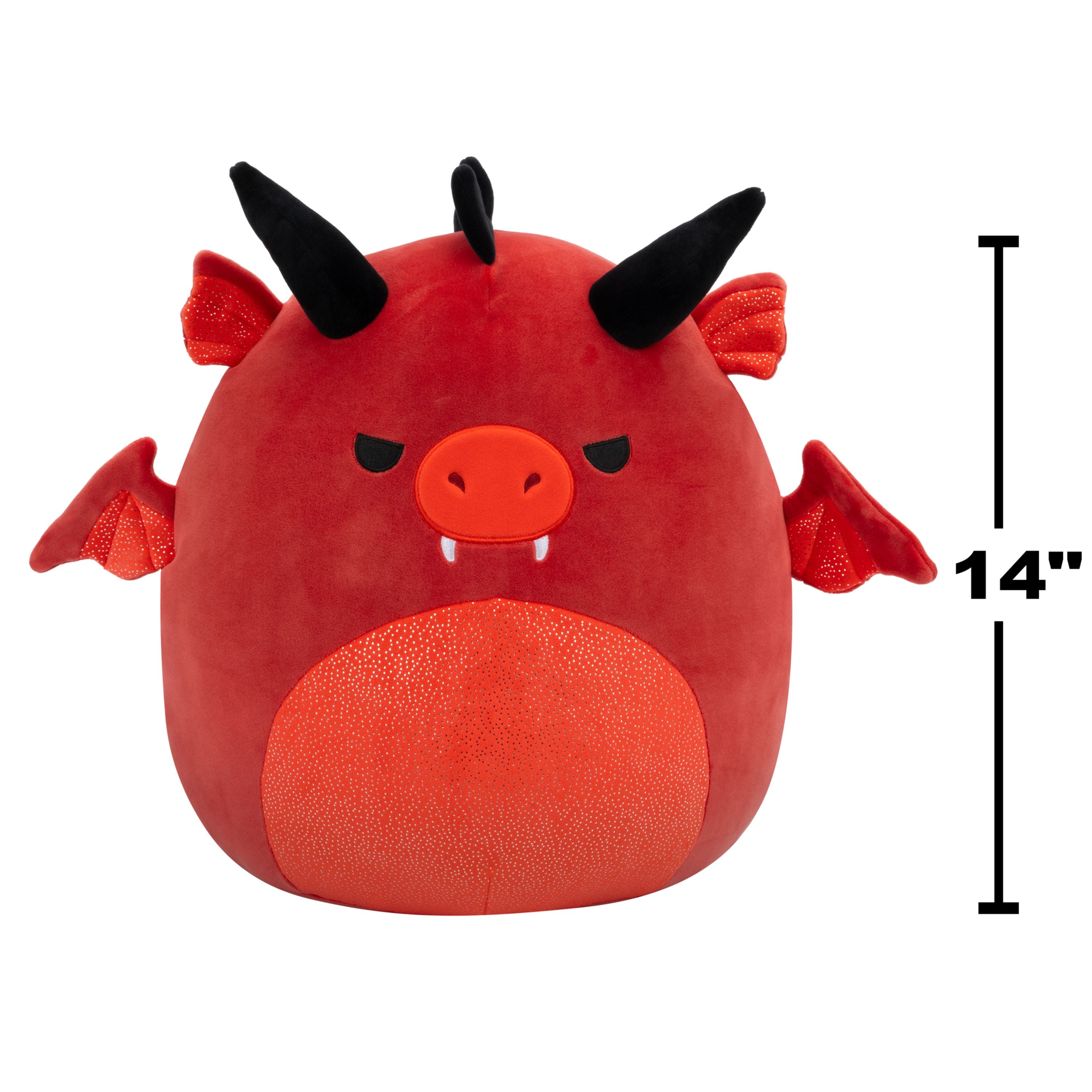 Hot Deal! 14-Inch Squishmallows S20 Red Dragon with Fierce Eyes and Glittery Belly