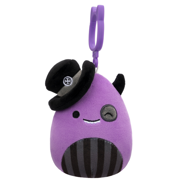 Halloween Special! 3.5-Inch Squishmallows Purple Winking Monster Plush with Top Hat Clip-On