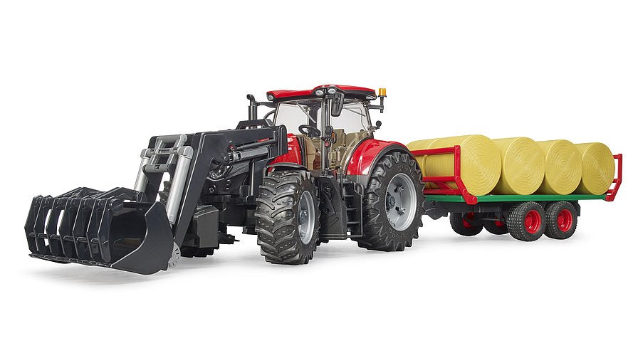 Hot! Bruder Case Tractor with Front Loader & Bale Trailer Set
